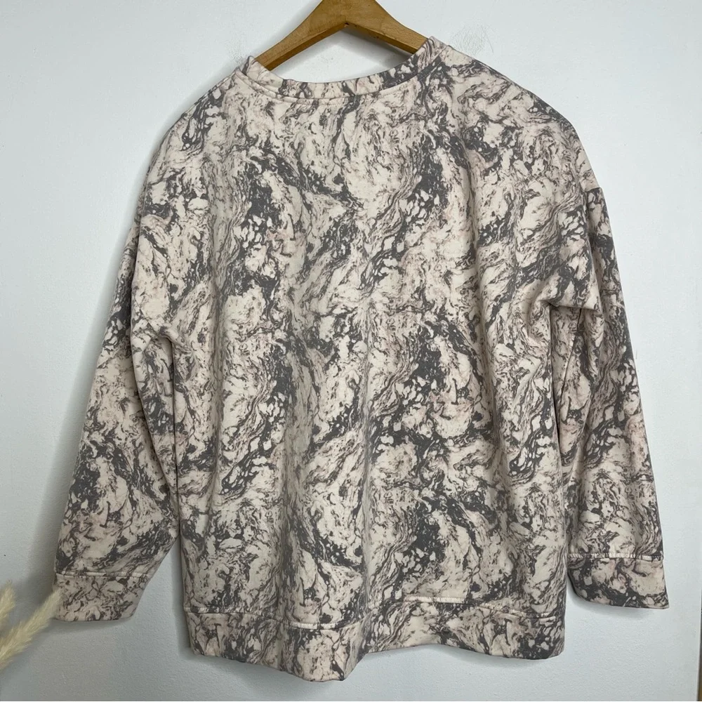 H Halston Studio Sweatshirt & Pants 2Pc Set Blush Marbled Sz M Match Lounge Set